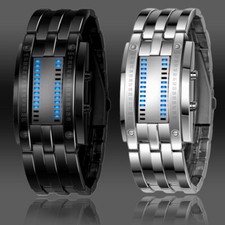 New Mens Womens LED Binary Watch Digital Stainless Steel Designer Sports Watches