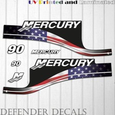 Mercury 90 HP ELPTO 1999-2006 USA Flag Edition outboard engine decal sticker set