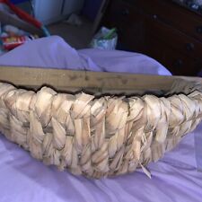 Xmas Gift Vintage Wall Mount Wicker Flower Hanging Woven Rattan Basket 17”x 9”