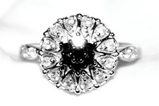 9ct White Gold Black Diamonds Ring (3.20g) 0.25ct Quarter Carat Diamonds Size N