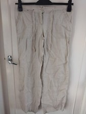 Primark Used Ladies Brown Casual Summer beautiful  Linen trousers uk size 8