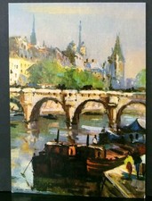 Boat in Canal Lithograph