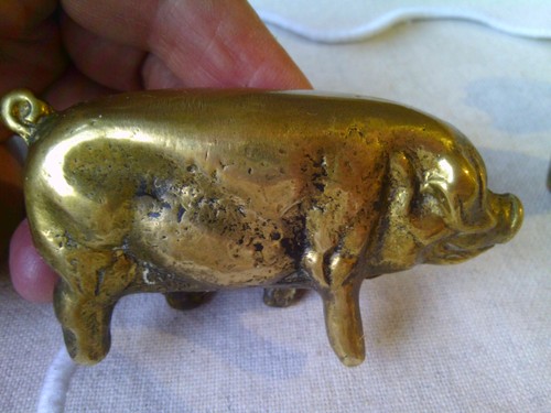 Solid brass pig - solid, figure