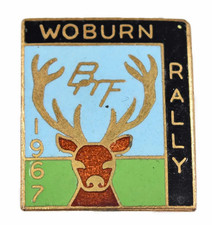 Vintage Old The British Motorcycle Federation 1967 Woburn Rally Enamel Badge