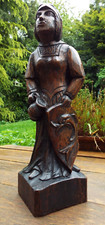 NEWEL POST FINIAL LARGE 40cm CARVED OAK CHURCH SAINT FIGURE 16 / 17th CENTURY