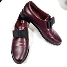 F-TROUPE Burgundy Bow Leather Oxfords Slip On 7