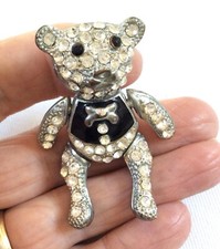 Vintage Articulated Enamel & Crystal Large Teddy Bear Charm