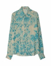 SFARZO Mens Shirt Medium Blue Floral Silk BC02