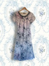Gorgeous David Emanuel Floral Lined Dress Size 16 With Beaded Neckline