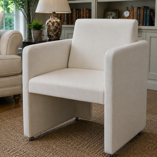 Modern cream linen barrel - modern,