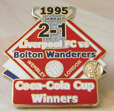 LIVERPOOL v BOLTON Victory Pins 1995 COCA COLA CUP FINAL Badge Danbury Mint