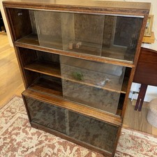 C.  1930s MINTY OF OXFORD 3 TIER GLASS FRONT BARRISTER BOOKCASE display CABINET