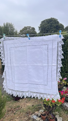 Vintage linen tablecloth - linen,