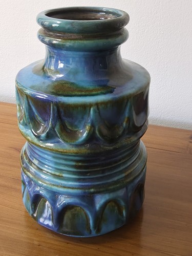 Mid century turquoise vase - turquoise,