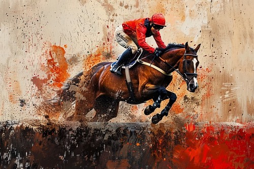 Horse racing colourful canvas - horse,