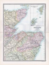 1912 Antique Map SCOTLAND MAPS