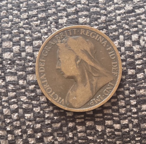 1899 victoria one penny - , coin