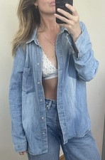 Vintage Topshop blue denim shirt 8 10 S❤️