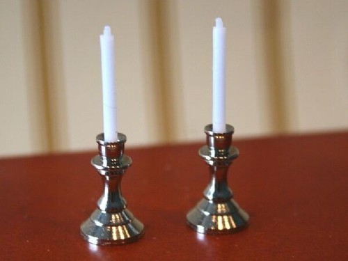Pair silver candlesticks - of,