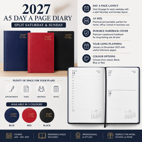 2027 day page diary - 2027, a