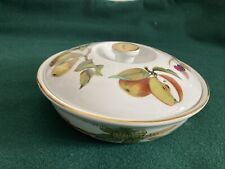 Royal Worcester Evesham Casserole Dish & Lid , White , Gold & Fruit,fine Porcela