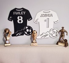 Personalised Football Shirt Bedroom Decor Door Wall Sign Black Or White