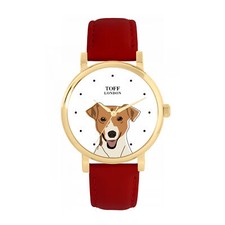 Toff London TLWS-44696 Ladies Beige Jack Russell Terrier Dog Head Watch