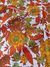 Vintage Floral Fabric 60s 70s