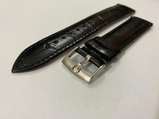 20mm CROC PADDED MENS LEATHER STRAP FOR OMEGA WATCH.BLACK.TOP QUALITY.HEAVY DUTY