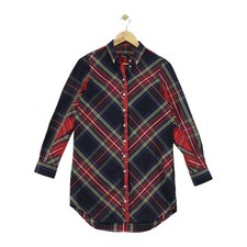 Fred Perry Plaid Shirt Dress Womens Size 8 Red Casual Long-Sleeve Button-Up