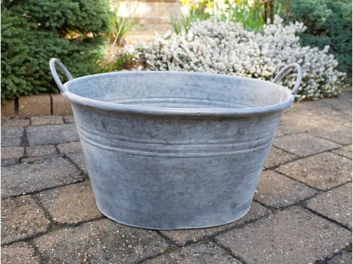 Galvanised plant pot garden - plant,