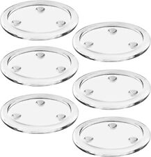 Belle Vous 6 Pack of Round Clear Glass Pillar Candle Plates - 10cm