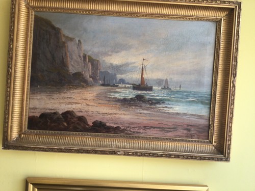 19thc seascape oil - 19thc.,