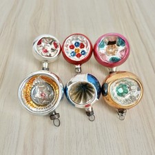 Vintage 6 Concave Glass Baubles German Polish Christmas Ornaments