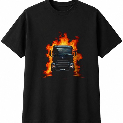 Hgv lorry flames - lorry,