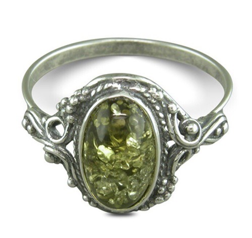 Oval green baltic - green, amber