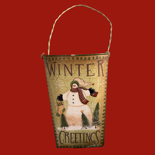 Rustic tin wall pocket - 13",