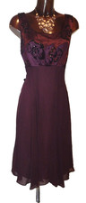 Hobbs plum beaded silk party cocktail occasion dress size 16