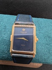 Raymond Weil Geneve 5723 18k Gold Plated Mens Tank Quartz Striped Dial