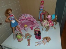 barbie bundle includes barbie chelsea & friends ponies tent GC