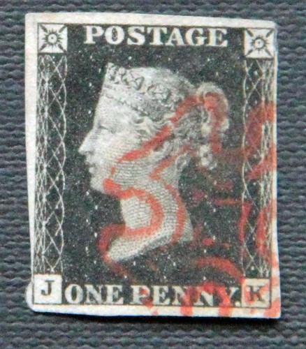 1840 penny black red - qv,
