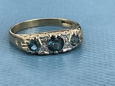 A Vintage 9ct Gold, Sapphire & Diamond Ring, Hallmarked In London and Size N