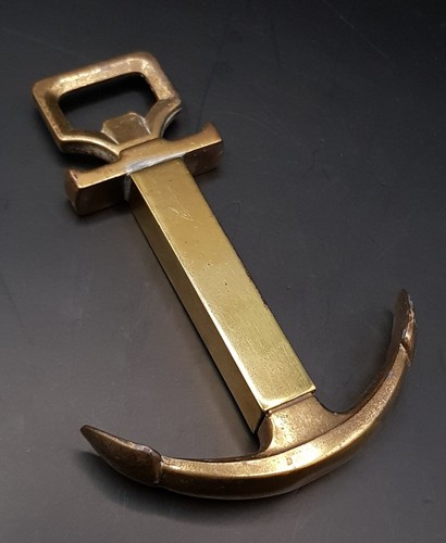 Vintage brass anchor bottle - brass,