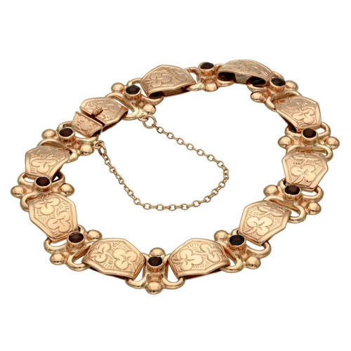 Ladies 9ct rose gold - rose, garnet