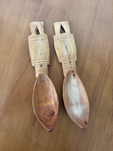Pair vintage hand carved - pair,