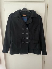Womens Superdry Liberty Bell Peacoat Black Wool Blend Pea Coat - Medium