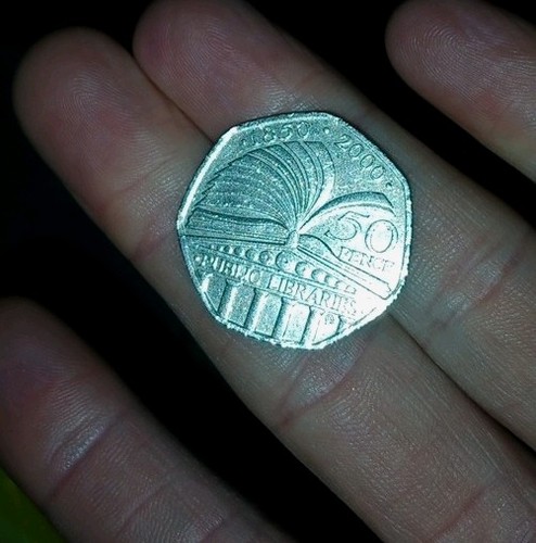 Public library 50p coin - library,