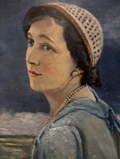 Art Deco Style Oil Portrait