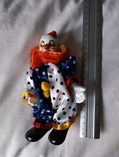 Vintage Porcelain Standing Circus Clown Doll With Bendable Arms And Legs