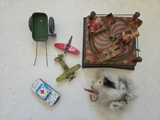 TINPLATE JAPANESE Tin Toys Vintage 50s/60s Litho Dog Plane Whirligig Car Wind-up